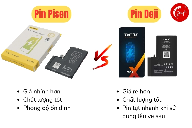 so sánh pin pisen và pin deji