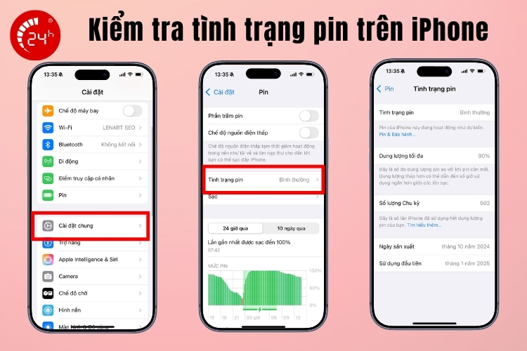 cách kiểm tra tình trạng pin dịch vụ iphone