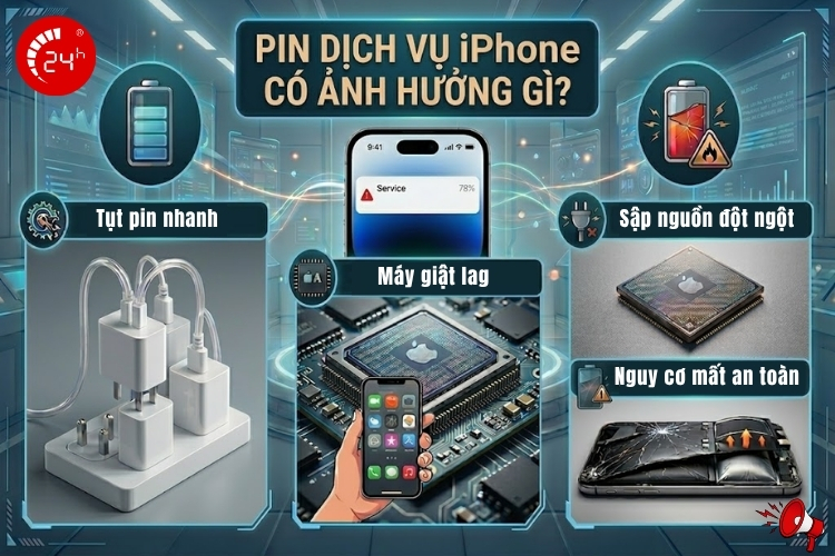 pin dịch vụ iphone có ảnh hưởng gì
