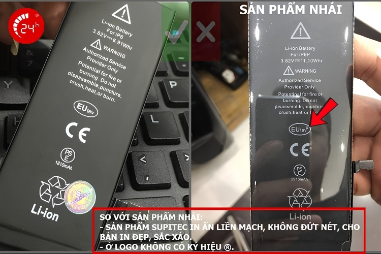 Phân biệt pin EU chính hãng và fake