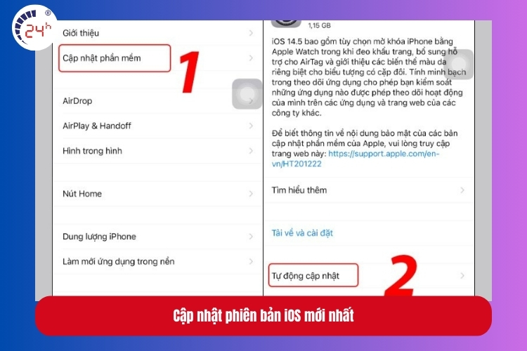 Cập nhật phiên bản iOS mới nhất
