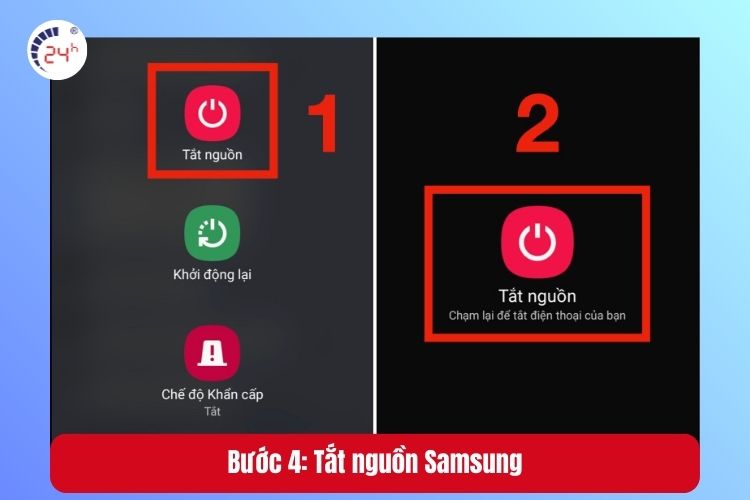 Bước 4: Tắt nguồn Samsung -> sau đó bạn có thể cắm sạc lại bình thường