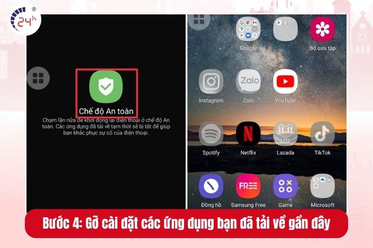 Bước 4: Nếu máy không bị treo, hãy gỡ cài đặt các ứng dụng bạn đã tải về gần đây