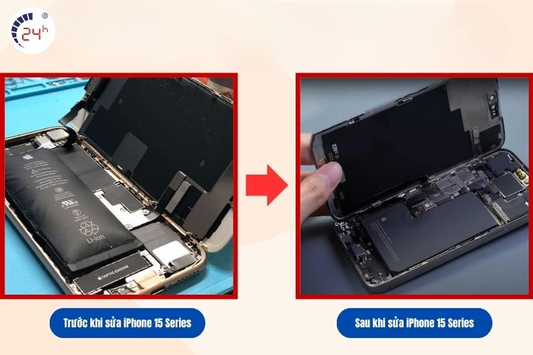 Trước và sau khi sửa chữa iphone 15 series