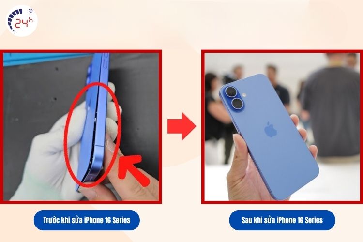 Trước và sau khi sửa chữa iphone 16 series