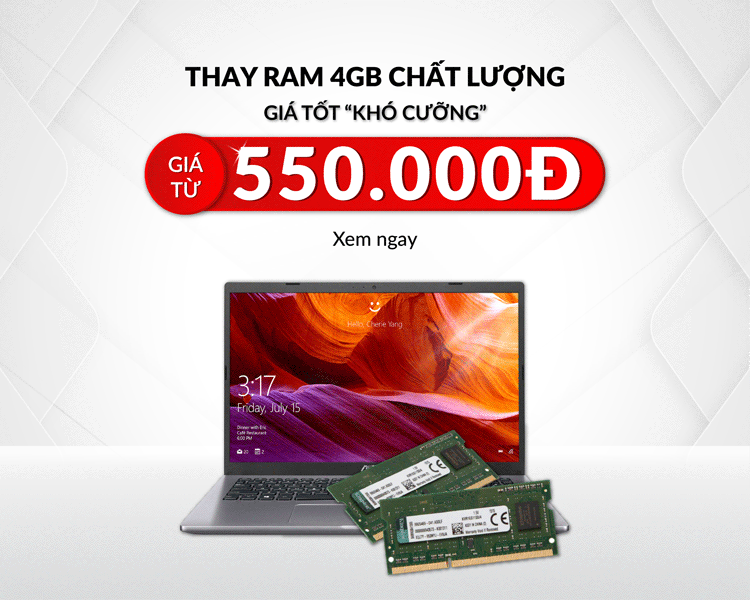 Trung tâm có hỗ trợ thay RAM laptop với giá từ 550.000 đồng