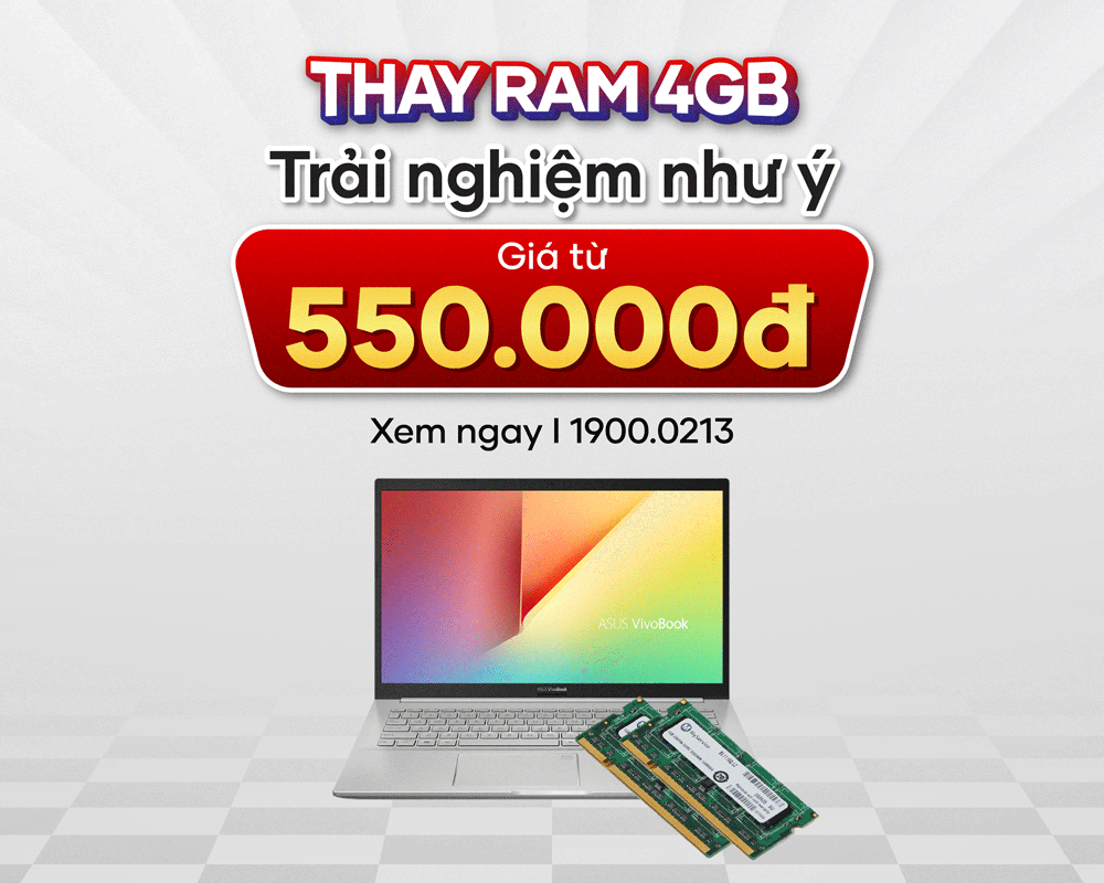 Dịch vụ thay RAM laptop - giá từ 550.00 đồng