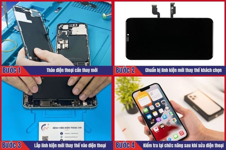 Nhân viên thực hiện tiến hành 4 bước sửa chữa iPhone tại chamsocdidong.com