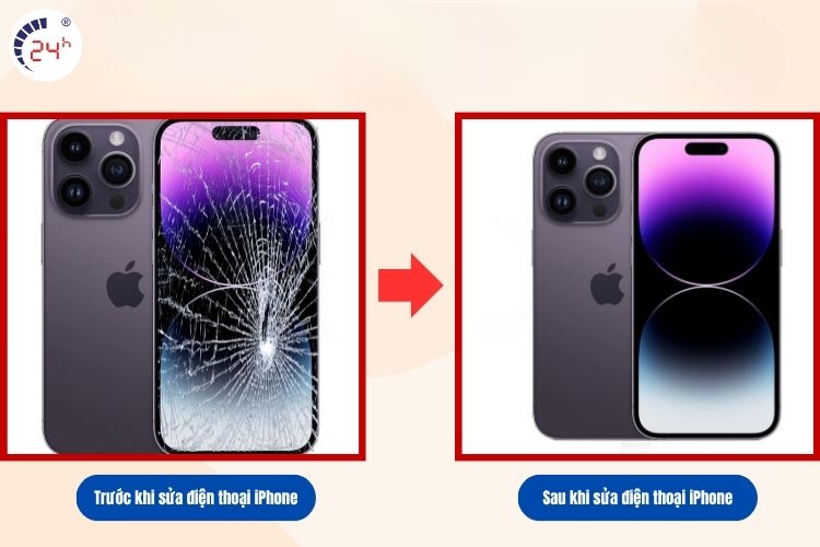 Trước và sau khi sửa chữa điện thoại iPhone