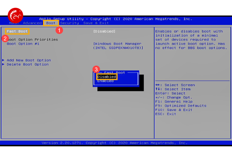 tắt fast startup trong bios