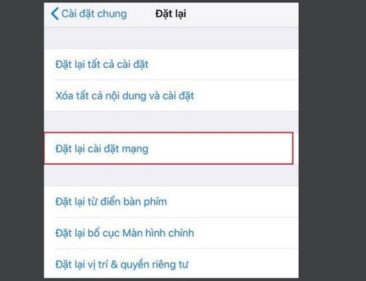 Tiến hành đặt lại cài đặt mạng