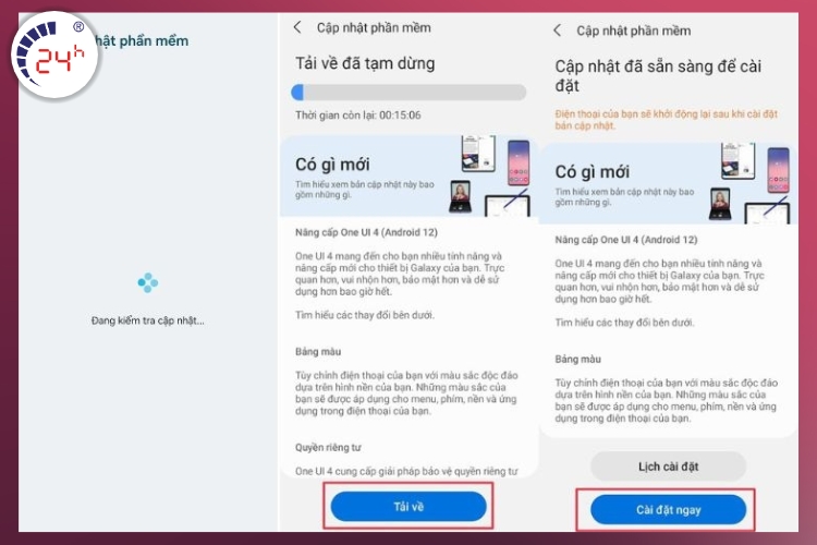Cập nhật phần mềm hệ thống điện thoại để khắc phục tình trạng Samsung tụt pin qua đêm