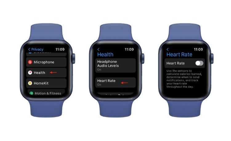 tắt tính năng cảm biến nhịp tim trên Apple Watch 