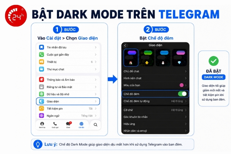 Bật Dark Mode trên Telegram