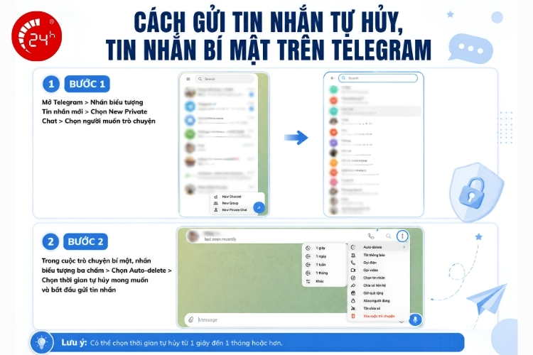 Gửi tin nhắn bí mật tự huỷ trên app Telegram