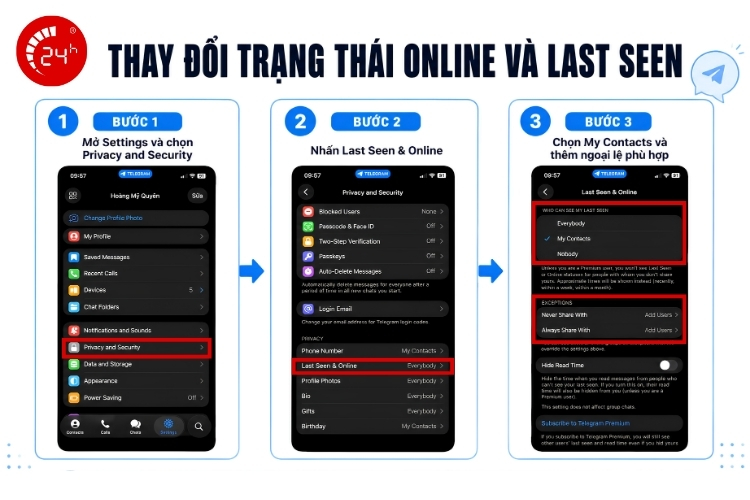 Thay đổi trạng thái online trên Telegram