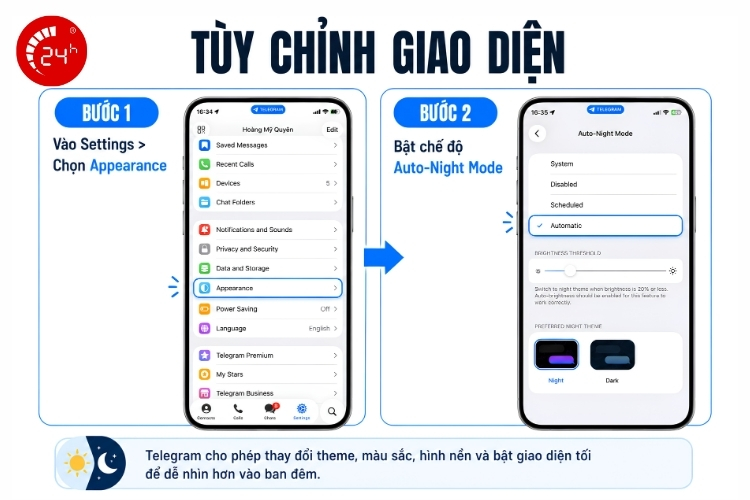 Tuỳ chỉnh giao diện Telegram