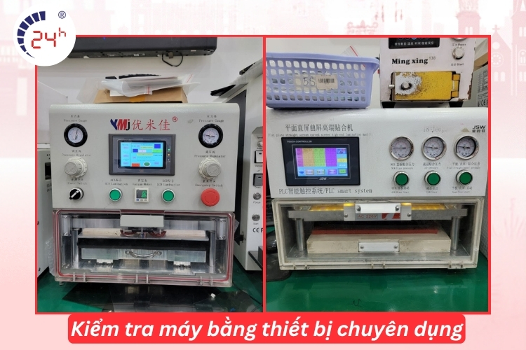 Sử dụng thiết bị chuyên dụng kiểm tra kính lưng iphone 12 pro max