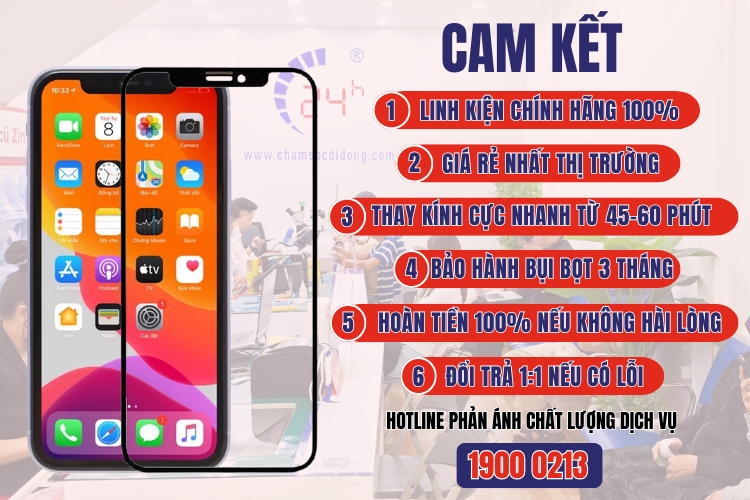 Cam kết khi thay mặt kính iphone 11