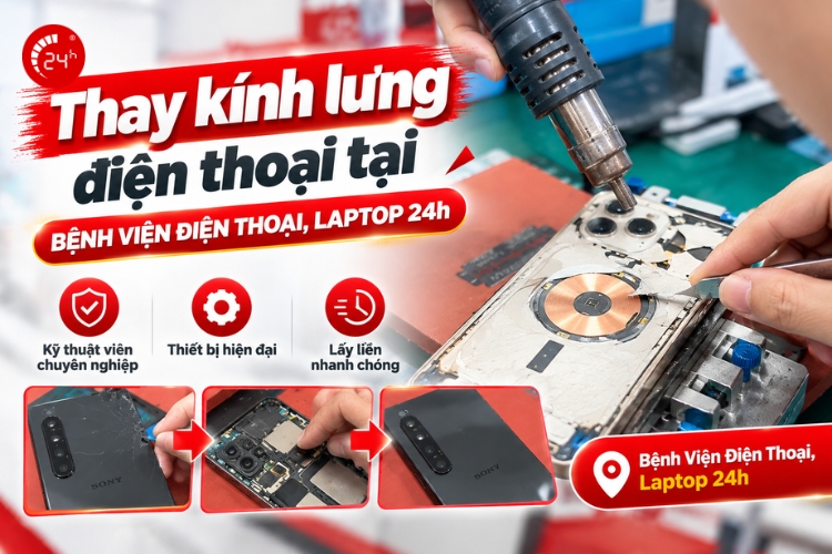 dịch vụ thay kính lưng tại Bệnh Viện Điện Thoại, Laptop 24h