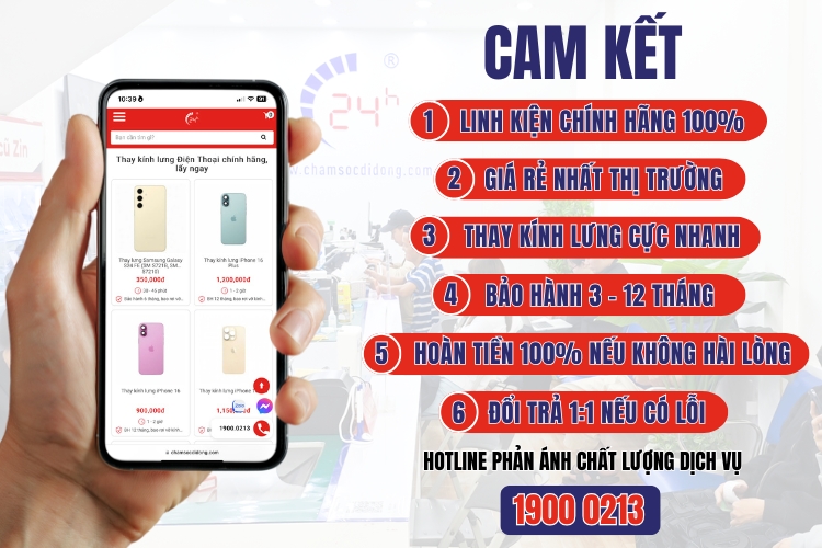Cam kết khi thay kính lưng iPhone 14 Pro Max