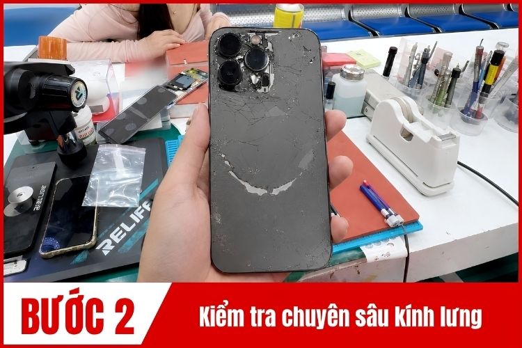 Kiểm tra chuyên sâu trình trạng iPhone 14 Pro cần thay kính lưng