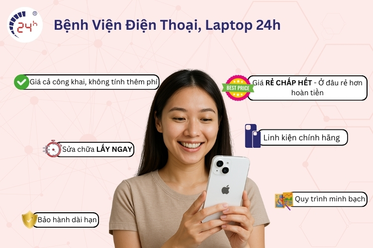 Cam kết thay mặt kính sau iPhone 15 Plus 