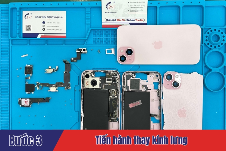 Quy trình thay mặt kính sau iPhone 15 Plus 