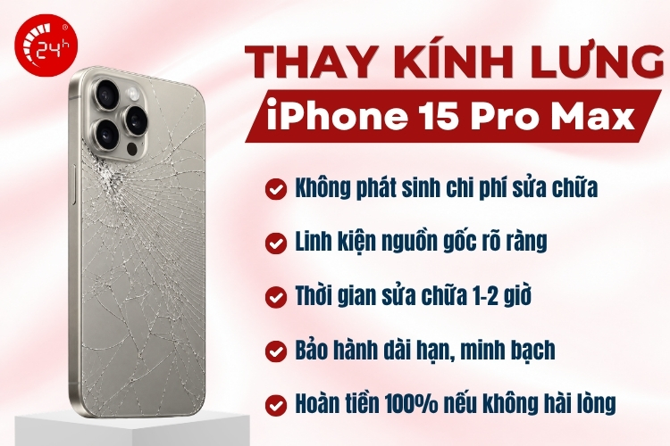 Thay kính lưng iPhone 15 Pro Max giá rẻ