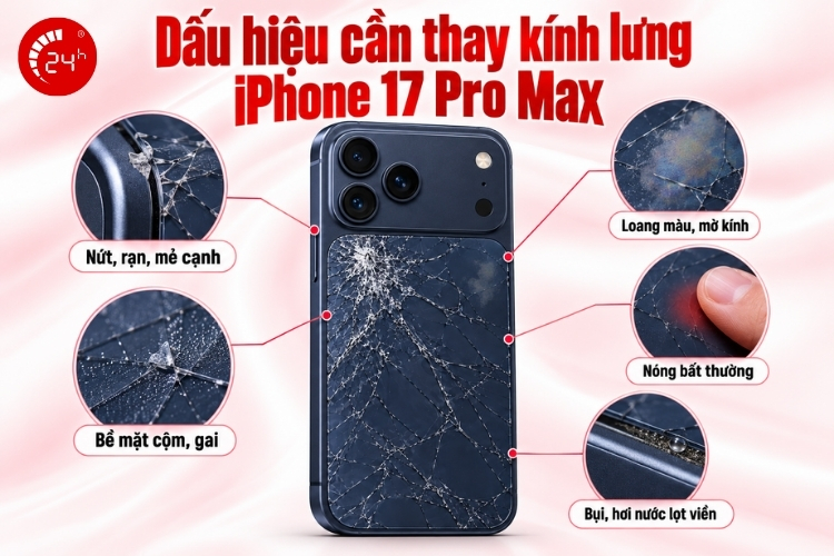 Dấu hiệu cần thay kính lưng iPhone 17 Pro Max