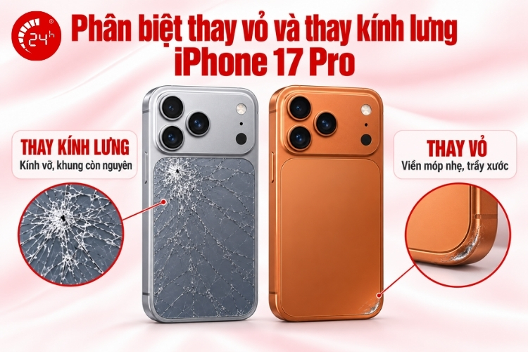 Phân biệt thay vỏ và thay kính lưng iPhone 17 Pro