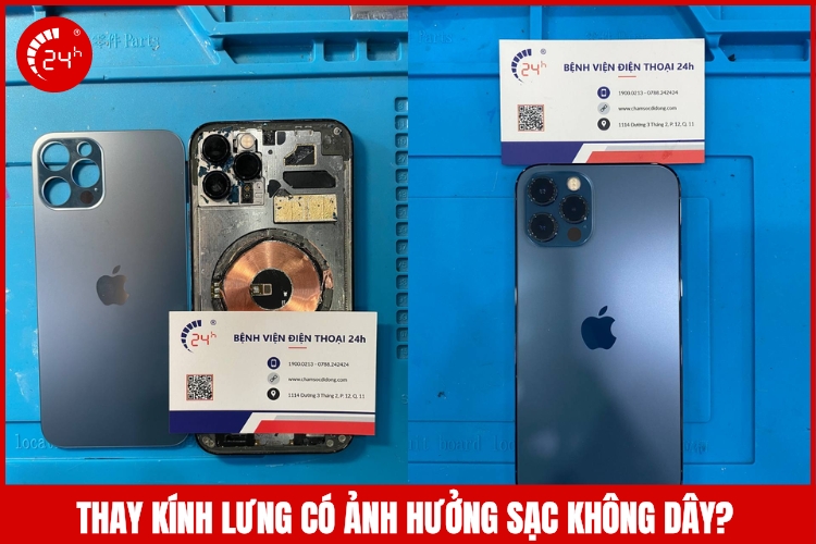 thay kính lưng có ảnh hưởng sạc không dây?