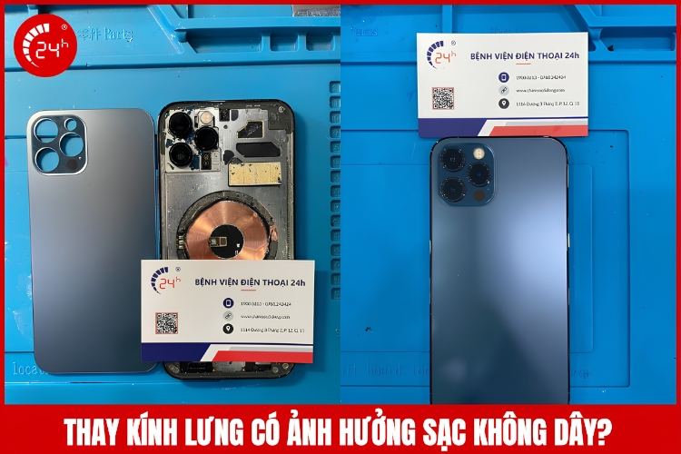 thay kính lưng có ảnh hưởng sạc không dây?