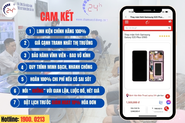 Cam kết tại Bệnh Viện Điện Thoại, Laptop 24h