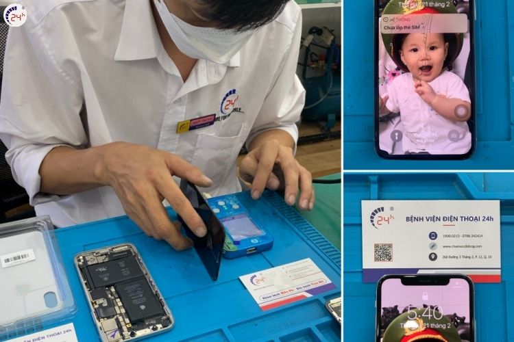 Khách hàng có thể theo dõi quy trình thay màn hình điện thoại trực tiếp