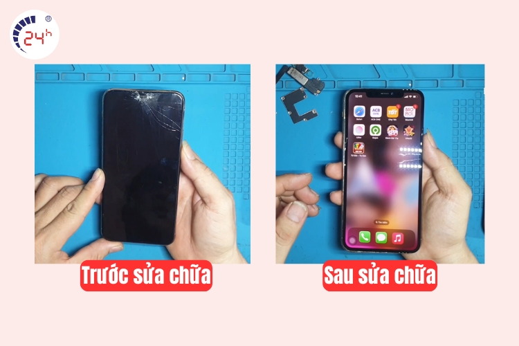 Hình ảnh trước và sau khi thay màn hình