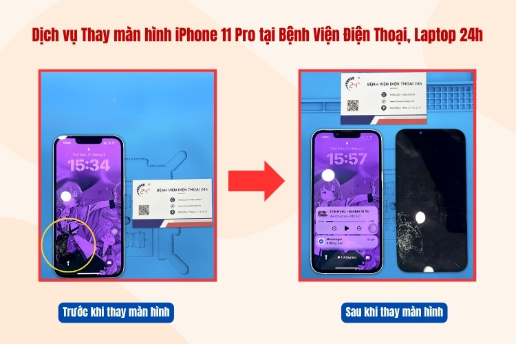 trước và sau khi thay màn hình