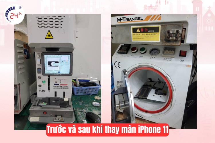 Sử dụng thiết bị kỹ thuật để thay màn iphone 11