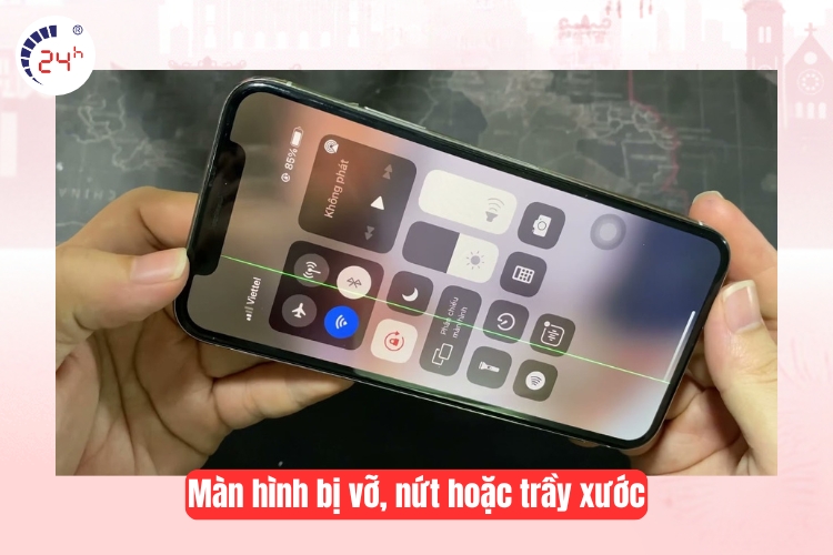 Màn hình bị vỡ, nứt hoặc trầy xước