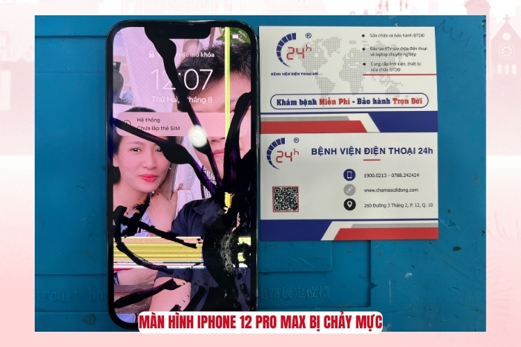 Màn hình iPhone 12 pro max bị chảy mực