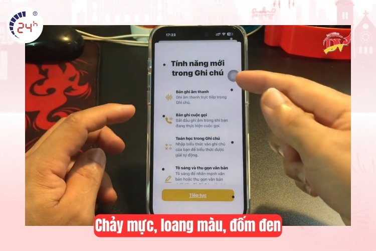 Chảy mực, loang màu, đốm đen
