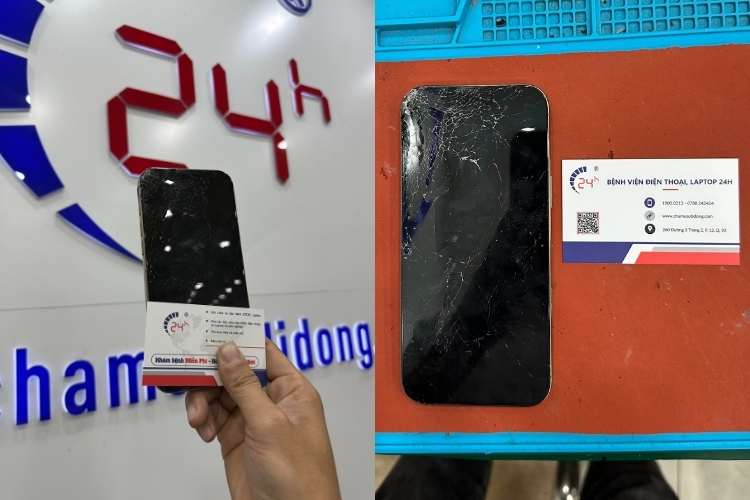 màn hình iphone 16 pro max bị va đập