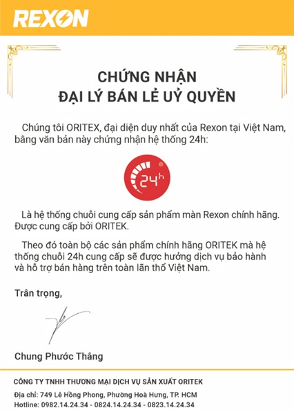 chung nhan uy quyen man hinh rexon