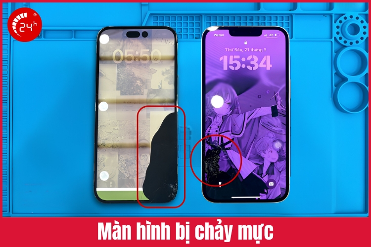 màn hình iphone bị chảy mực