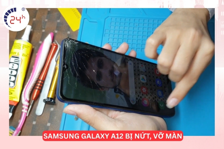 màn hình samsung galaxy a12 bị nứt vỡ