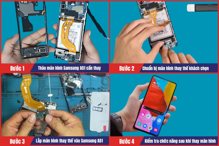 tiến hành thay màn hình Samsung A51