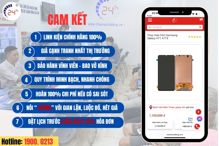 Cam kết khi sửa chữa tại Bệnh Viện Điện Thoại, Laptop 24h
