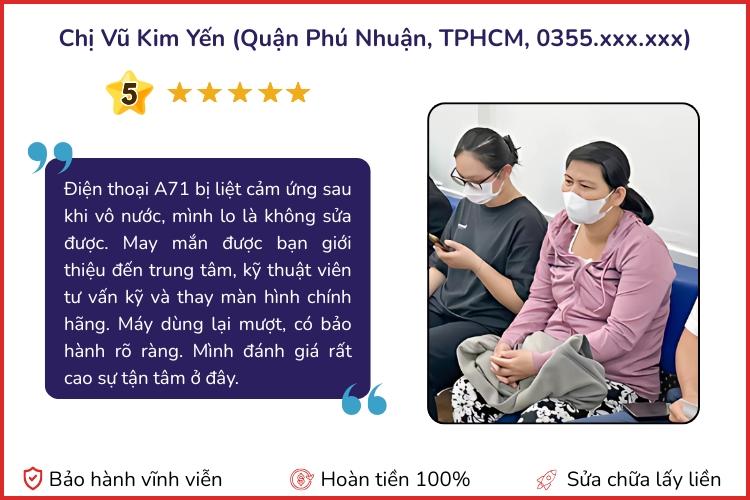 Đánh giá từ khách hàng khi thay màn hình Samsung A71