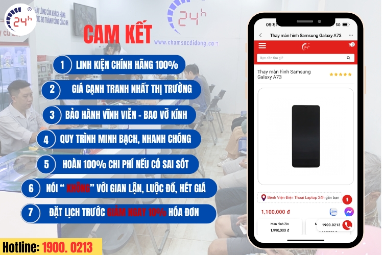 Cam kết với khách hàng khi thay màn hình Samsung A73 5G