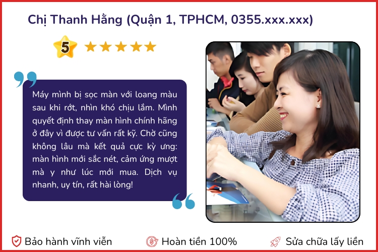 Đánh giá từ khách hàng khi thay màn hình Samsung A37 5G 